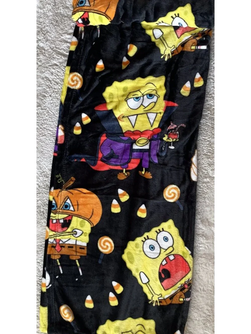 SpongeBob SquarePants Pumpkin Halloween Throw Blanket 50”x70” Patrick Mummy NEW